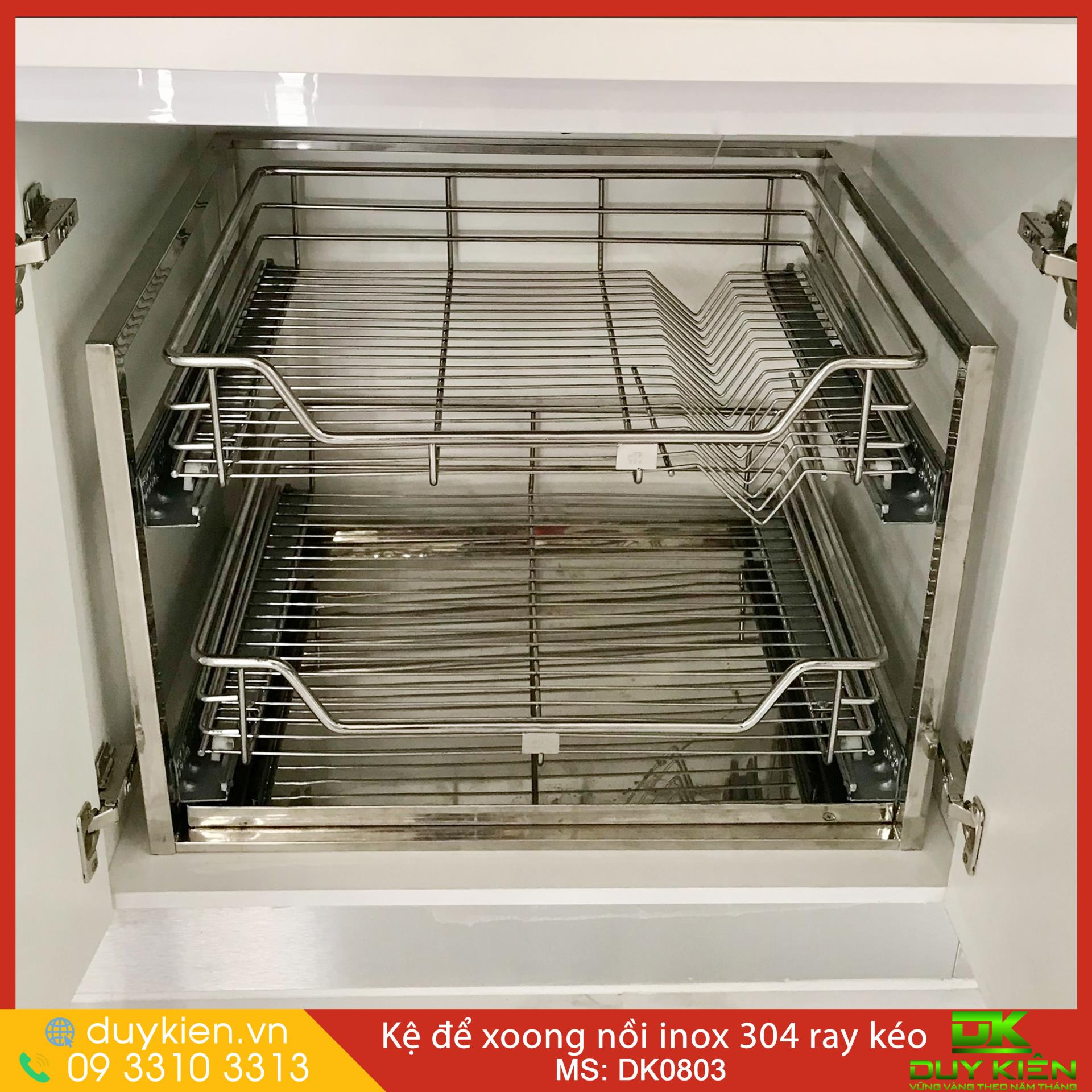 Kệ đựng xoong nồi ray kéo inox 304 Duy Kiên DK0803